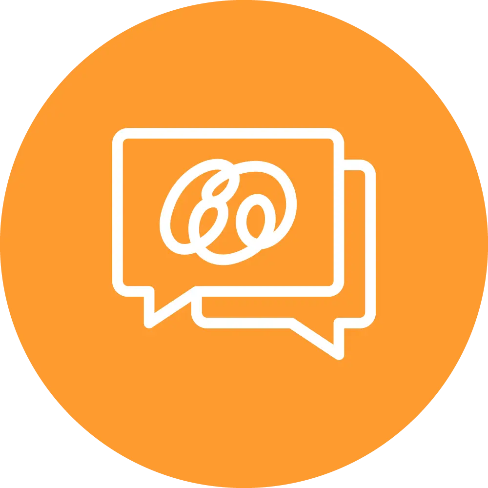 Geriatric Care Management 4 solid talking and processing icon